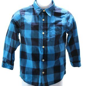 Boys Osh Kosh Blue Casual Shirt Plaid Size 6